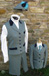 J 10 single breasted gillet. Navy velvet trim. Shown with matching cropped trousers.jpg